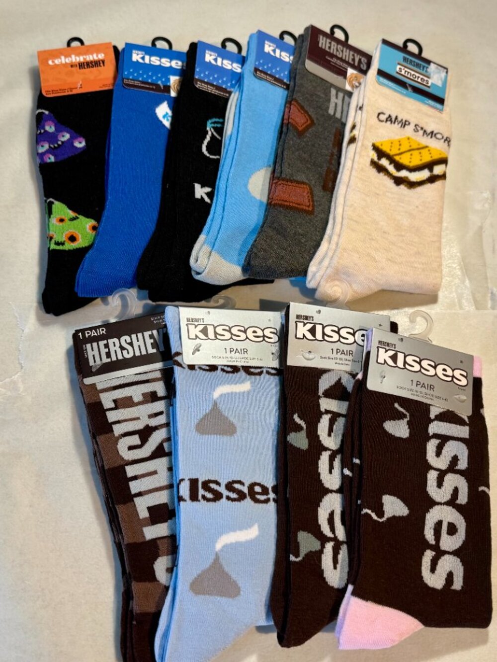 10 Pairs Hershey's Novelty Crew Socks Size 6-12/13 OSFM